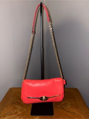 COACH Madison Pebbled Leather Chain Crossbody Clutch